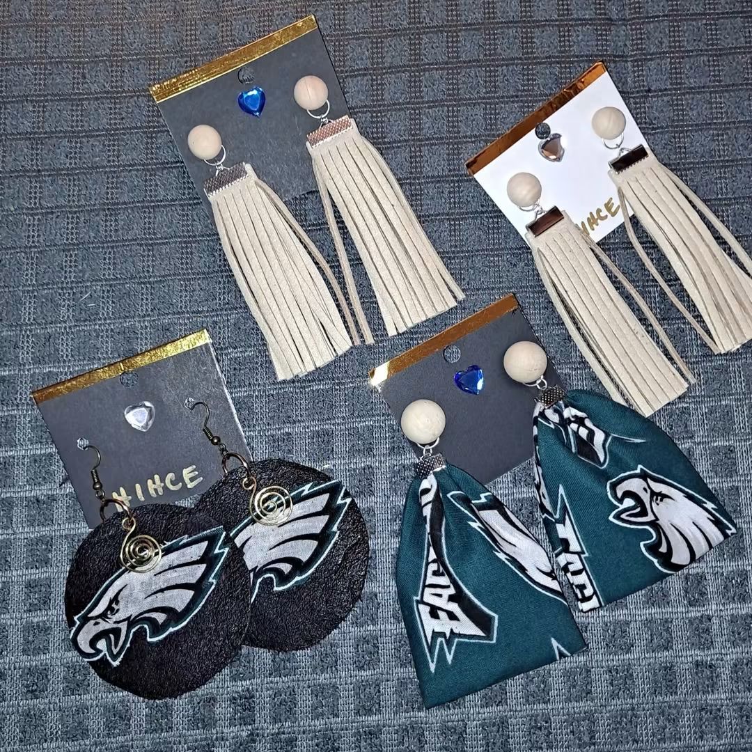 Handcrafted fringe and team-inspired earrings